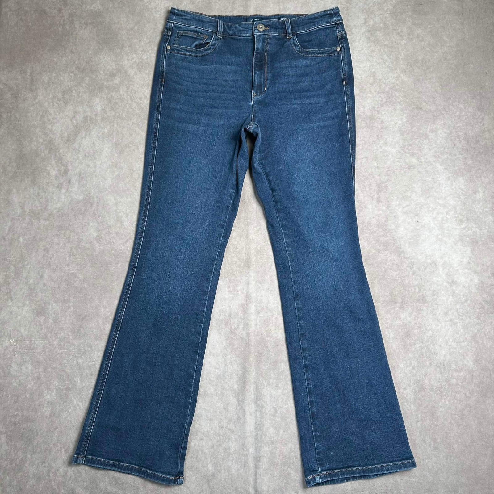 JJill Denim High Rise Bootcut Jeans Medium Indigo Size 12r Cotton Blend Stretch